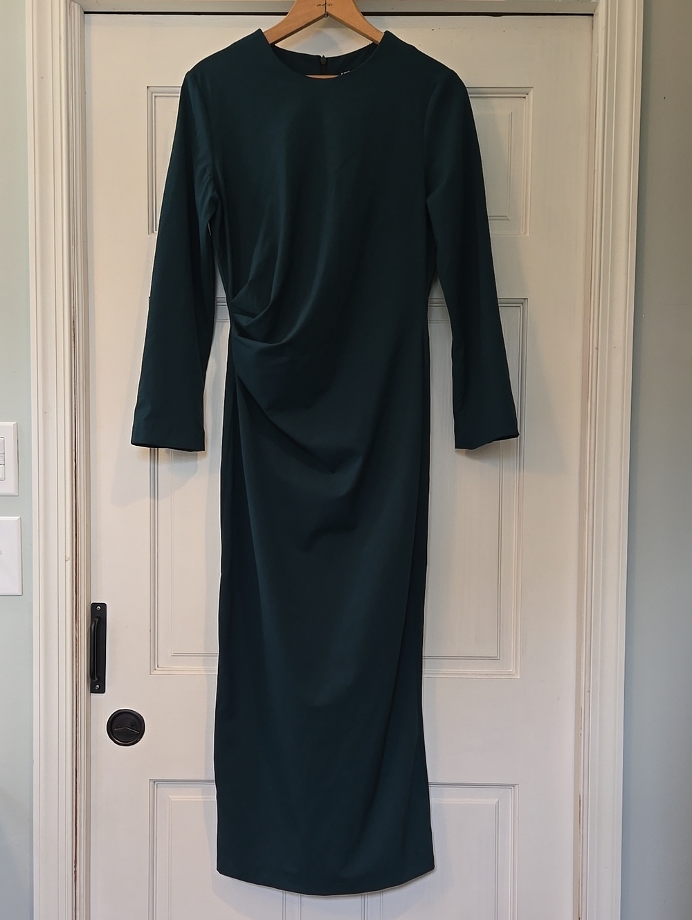 Zara Dark Teal Long-Sleeve Midi Dress